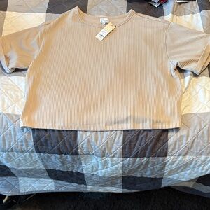 Blue Rain Tan Ribbed Crop Top